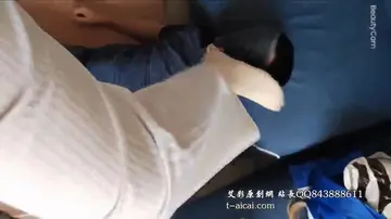 Cute girl in Taoist clothes, original socks and dog's crotch, pov stomping dog's face